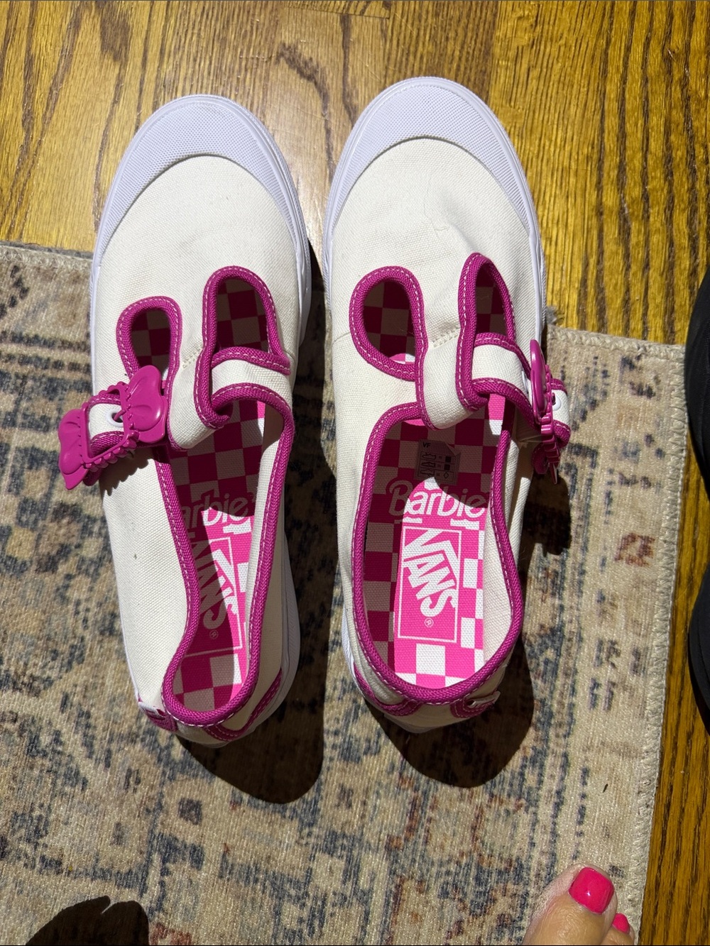 Vans Barbie Kids White and Pink Slip-On Mary Jane Sneakers - Picture 4 of 4